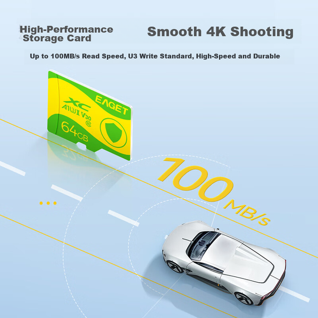 Карта пам'яті EAGET microSDXC 64GB Class 10 (T1) - Фото 3 Карта пам'яті EAGET microSDXC 64GB Class 10 (T1) - зображення 3