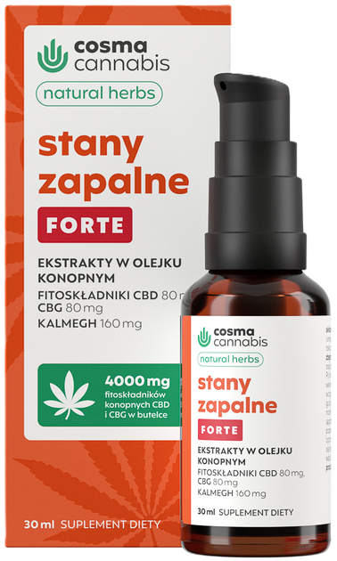 Fitokompleks Cosma Natural Herbs Cannabis Stany Zapalne Forte 30 ml (5905679840436) - Zdjęcie 1 Fitokompleks Cosma Natural Herbs Cannabis Stany Zapalne Forte 30 ml (5905679840436) - obraz 1