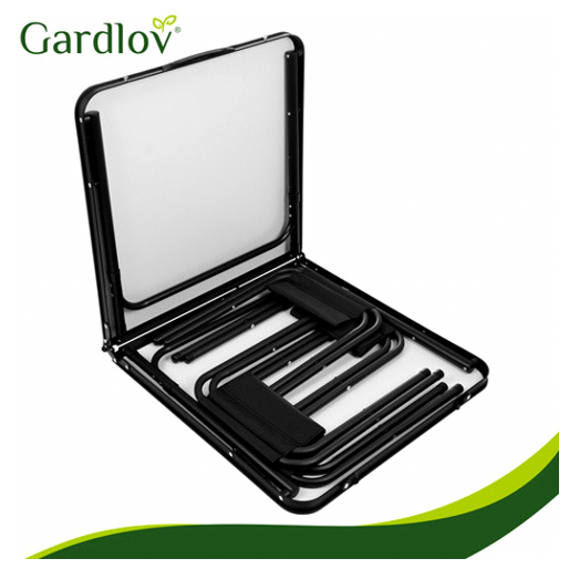 Раскладной садовый стол 120x60 см с 4 стульями черный GARDLOV для отдыха на свежем воздухе - изображение 8