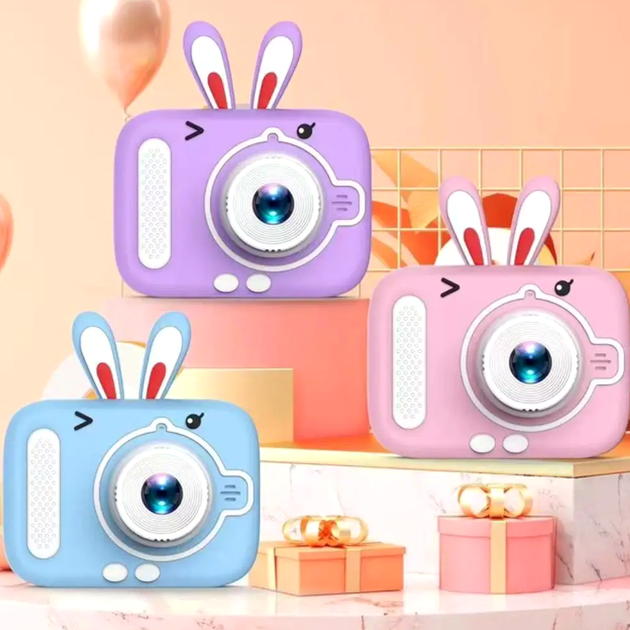 Детский цифровой фотоаппарат 20МП 4-кратный зум автофокусировка X900 Rabbit Голубой - Фото 2 Детский цифровой фотоаппарат 20МП 4-кратный зум автофокусировка X900 Rabbit Голубой - изображение 2