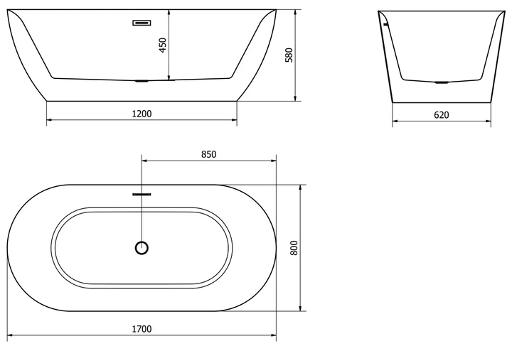 Вільностояча акрилова ванна Mexen Roxy 170 x 80 см чорна - зображення 6