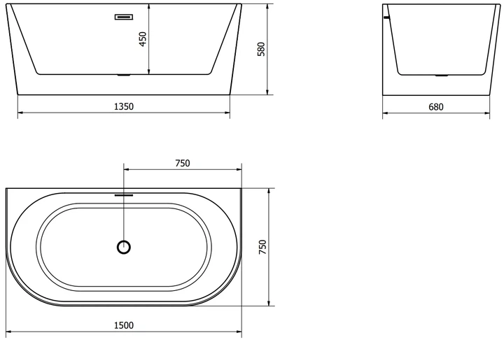 Отдельностоящая пристенная ванна Mexen Oval 150 x 75 см белая - Фото 6 Отдельностоящая пристенная ванна Mexen Oval 150 x 75 см белая - изображение 6