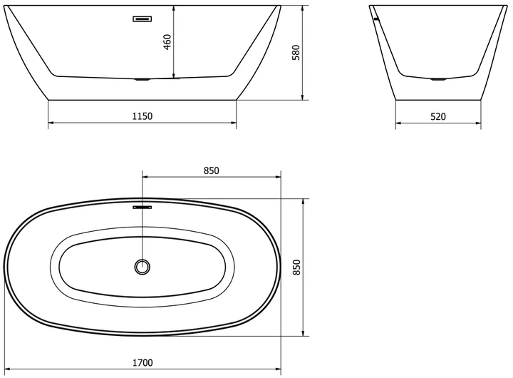 Отдельностоящая ванна Mexen Eris 170 x 80 см черная - Фото 6 Отдельностоящая ванна Mexen Eris 170 x 80 см черная - изображение 6