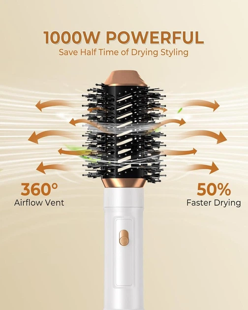 Мультистайлер 6 в 1 UKLISS Air Styler: Фен-щітка з ефектом Coanda, іонізація, кераміка, стайлер для локонів та об'єму, Білий - зображення 7