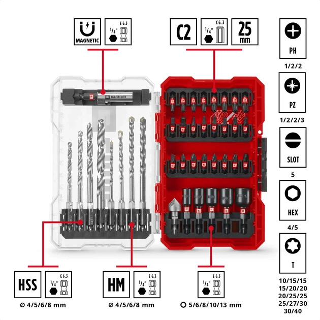 Zestaw bitów Einhell S‑Case 39 szt (49108763) - obraz 3