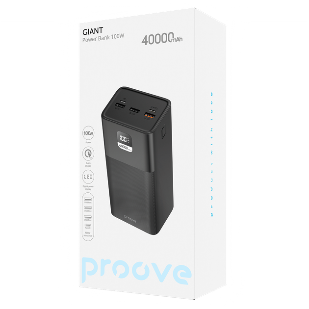 Портативная Батарея Proove Giant 100W 40000mAh black (PBGI99320001) - изображение 8