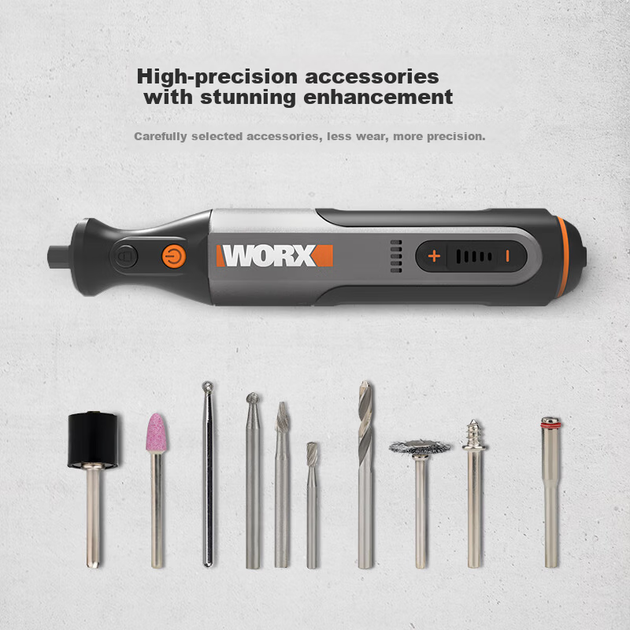 Электроинструмент WORX 8V WX106 Mini с литиевой батареей, предназначенный для резки, шлифовки, полировки, гравировки и сверления. - Фото 9 Электроинструмент WORX 8V WX106 Mini с литиевой батареей, предназначенный для резки, шлифовки, полировки, гравировки и сверления. - изображение 9