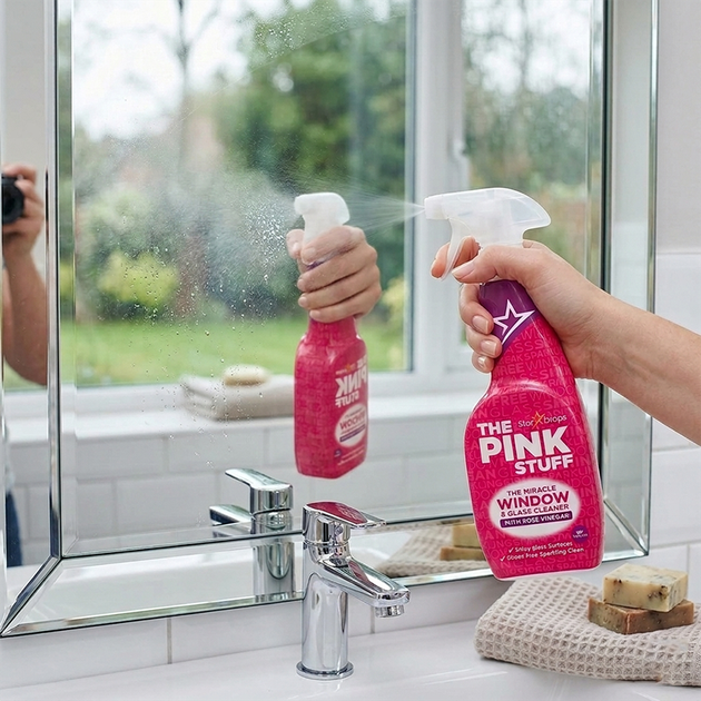 Засіб для миття вікон Pink Stuff Window & Glass Cleaner Rose Vinegar 750 мл - изображение 2