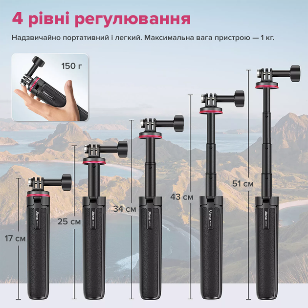 Штатив Ulanzi Vijim MT-72 51CM Tripod for GoPro (UV-T047GBB1 MT-72) - изображение 12