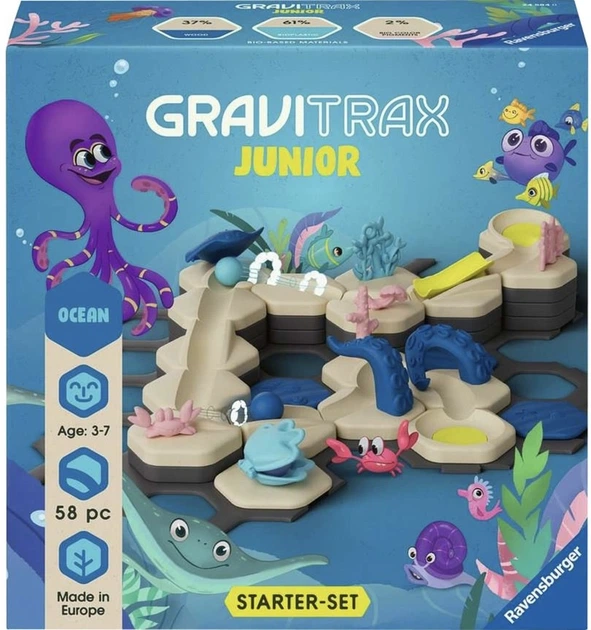 Стартовий набір інтерактивного трек-конструктора Ravensburger GraviTrax Junior: Starter-Set S Ocean (100114481) (4005556245840) - Фото 1 Стартовий набір інтерактивного трек-конструктора Ravensburger GraviTrax Junior: Starter-Set S Ocean (100114481) (4005556245840) - зображення 1