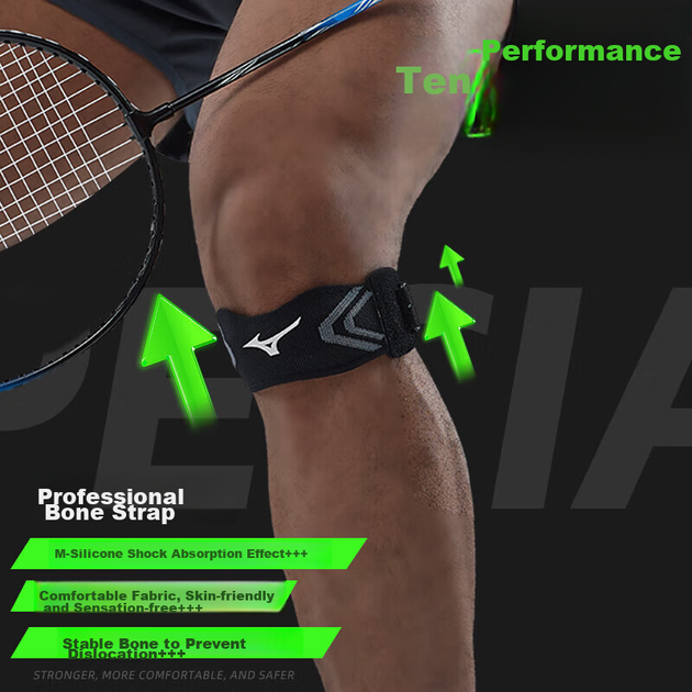 Наколенник MIZUNO для мужчин и женщин, наколенник для фитнеса, бега и спорта, защитная экипировка для баскетбола, поддерживающая повязка на мениск, вязаная эластичная повязка 2550 черного цвета. - изображение 8