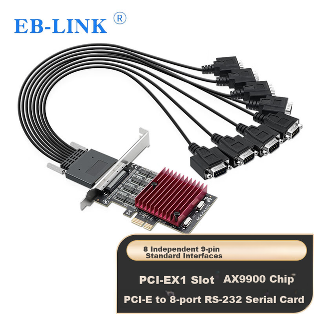 Плата EB-LINK 8-портовая для расширения RS232 промышленная, для компьютера - Фото 4 Плата EB-LINK 8-портовая для расширения RS232 промышленная, для компьютера - изображение 4
