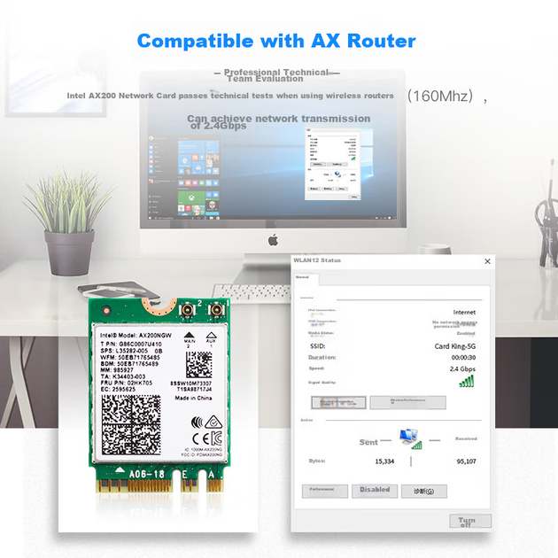 Сетевая карта EDUP AX200 WIFI6, двухдиапазонный внутренний модуль M2 для ноутбука, обеспечивающий передачу сигнала Wi-Fi с поддержкой Bluetooth 5.2 (3000 Мбит/с). - Фото 11 Сетевая карта EDUP AX200 WIFI6, двухдиапазонный внутренний модуль M2 для ноутбука, обеспечивающий передачу сигнала Wi-Fi с поддержкой Bluetooth 5.2 (3000 Мбит/с). - изображение 11