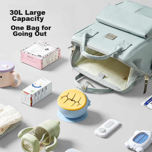 Сумка Taoqibaby Mommy Bag, необхідне для дитячих прогулянок, рюкзак для годування, багатофункціональна сумка великої місткості, брудостійка сумка для мами, сумка для вагітних - изображение 8