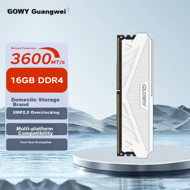 Модуль оперативной памяти Gloway 16 ГБ DDR4 3600 для настольных компьютеров, планка Tianche RAM Bar, чипы Premium Chips, CL18, цвет Moonlight White, аксессуар для компьютера AI. - изображение 9