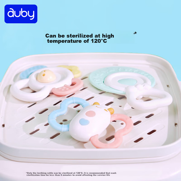 Подарочный набор для новорожденного Auby: практичные игрушки для малыша, подвесная погремушка для кроватки, прорезыватель, милый зайчик, плед для объятий, кукла, подарок в честь полнолуния. - изображение 9