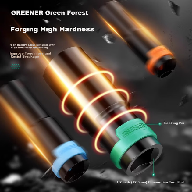 Набор торцевых ключей GREENER для электроинструмента, шестигранные удлиненные головки для ударного гайковерта, для домашнего использования, головки 8-24 мм, набор из 10 предметов. - изображение 8