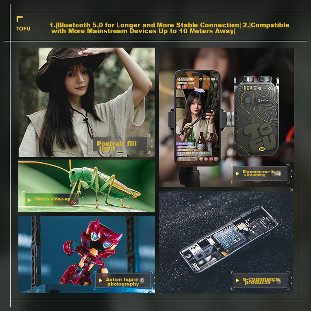Sidande Soybean Tofu Light Photography Fill Light, Handheld Portable Full Color RGB External Fill Light, Wireless Remote Control Camera Photography Outdoor Portrait Pocket Light Gift Box Set - изображение 9