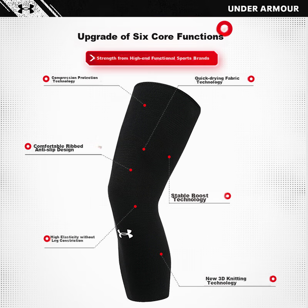 Рукав компрессионный для голени Under Armour спортивный, для тренировок, размер M - Фото 7 Рукав компрессионный для голени Under Armour спортивный, для тренировок, размер M - изображение 7