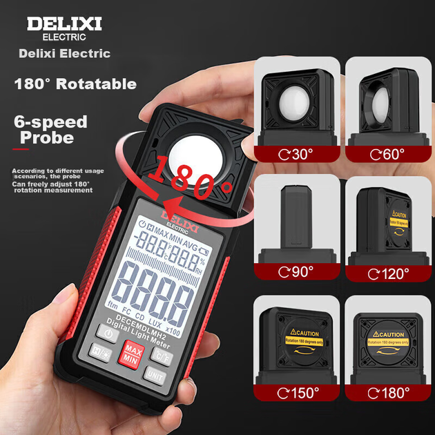 Измеритель освещенности DELIXI ELECTRIC, измеритель интенсивности света, высокоточный цифровой измеритель яркости, люксметр, измеритель освещенности. - изображение 7