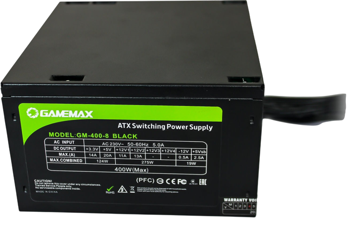 Блок живлення GameMax GM-400-8CM 400W Black (GM-400-8CM Black) - изображение 2