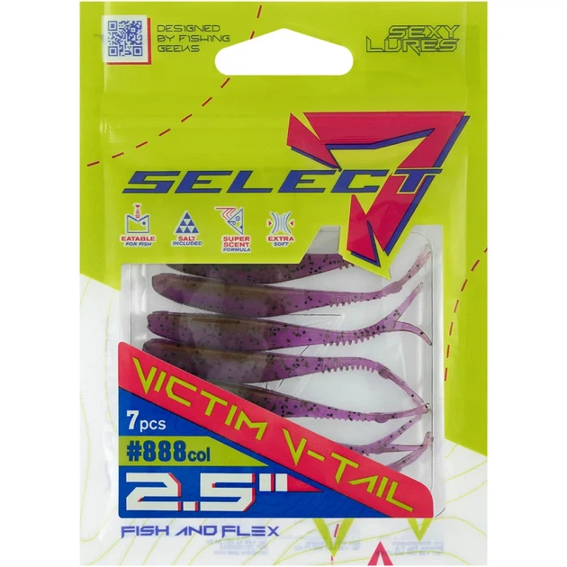 Силикон Select Victim V-Tail 2.5" #888 FE (7 шт/уп) - изображение 2