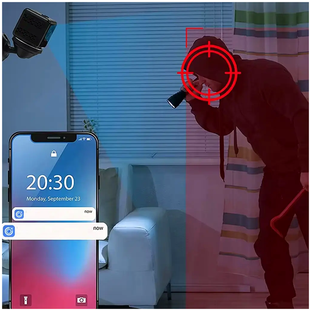 Мини-камера Wi-Fi 1080p с инфракрасным ночным видением датчиком движения P7-X6D черный - Фото 5 Мини-камера Wi-Fi 1080p с инфракрасным ночным видением датчиком движения P7-X6D черный - изображение 5