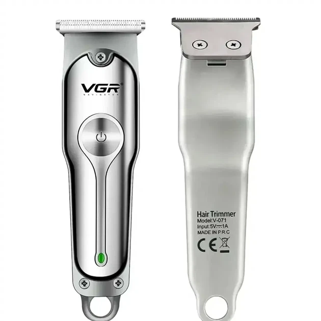 Беспроводная машинка для стрижки волос и бороды 10 Вт USB 15х4.5х3.5 см VGR V-071 с 3 насадками - изображение 4