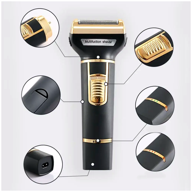 Аккумуляторный триммер-бритва 3в1 + 7 насадок, с USB, SK-LF-9942 - изображение 3