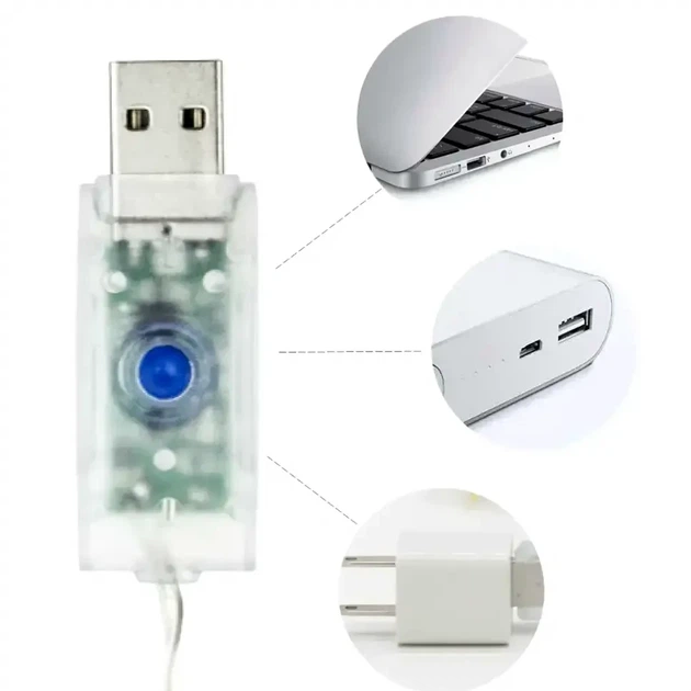 Гирлянда штора USB 3х3м 8 режимов желто-голубая для декора Флаг Украины - Фото 6 Гирлянда штора USB 3х3м 8 режимов желто-голубая для декора Флаг Украины - изображение 6