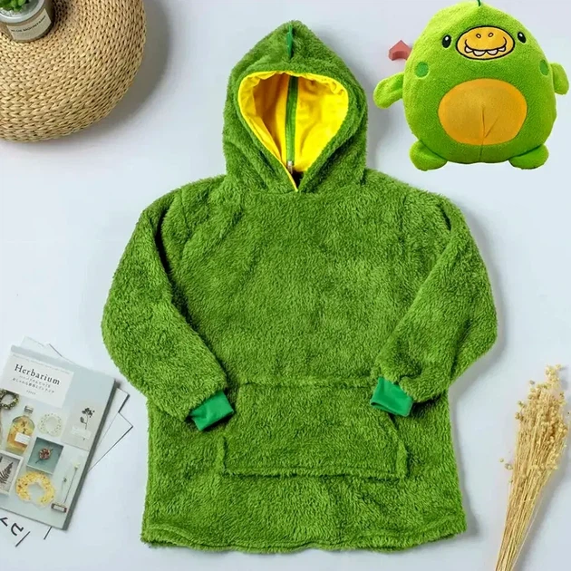 Детская толстовка плед с капюшоном и рукавами Huggle Hoodie рост до 110 см теплый плюшевый аксессуар - Фото 2 Детская толстовка плед с капюшоном и рукавами Huggle Hoodie рост до 110 см теплый плюшевый аксессуар - изображение 2