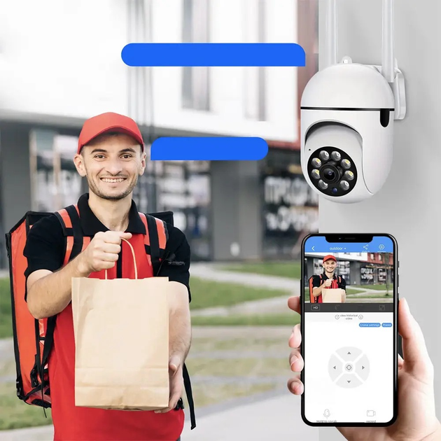 Wifi уличная поворотная камера видеонаблюдения 2Мп 1080p с датчиком движения белая NJ PRO - Фото 6 Wifi уличная поворотная камера видеонаблюдения 2Мп 1080p с датчиком движения белая NJ PRO - изображение 6