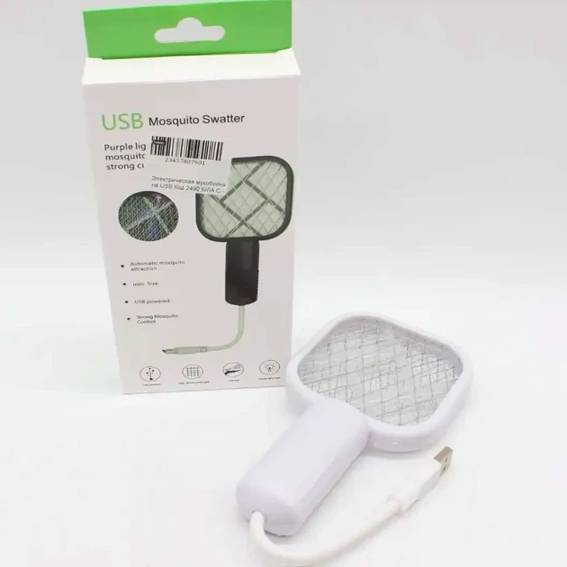 Электрическая мухобойка USB 17 на 9 7 см для уничтожения насекомых белая из пластика - изображение 10