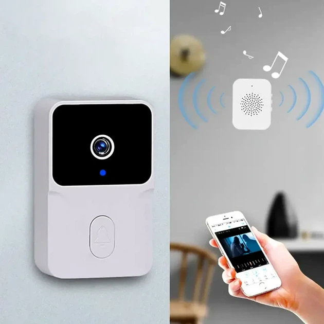 Беспроводная видеокамера звонка с Wi-Fi 720P ночное видение двусторонняя аудиосвязь USB белый M6 - изображение 2
