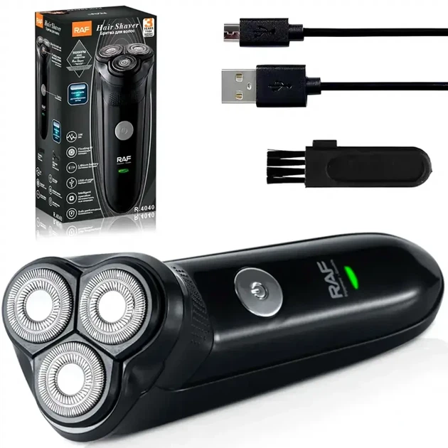 Электробритва мужская аккумуляторная 3 Вт USB высокопрочные стальные ножи R.4040 черный - Фото 1 Электробритва мужская аккумуляторная 3 Вт USB высокопрочные стальные ножи R.4040 черный - изображение 1