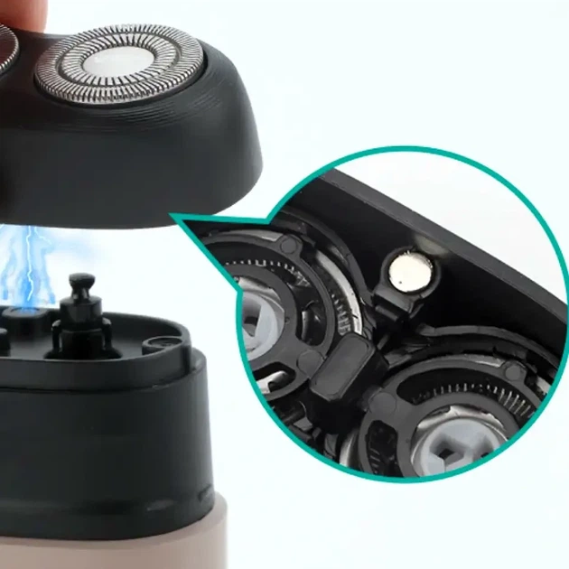 Аккумуляторная электробритва VGR V-345 роторная с USB-зарядкой водонепроницаемая для сухого и влажного бритья с двумя головками серый - Фото 5 Аккумуляторная электробритва VGR V-345 роторная с USB-зарядкой водонепроницаемая для сухого и влажного бритья с двумя головками серый - изображение 5