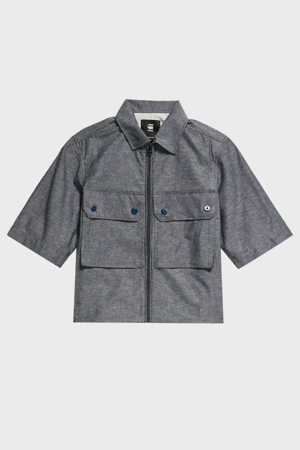 Жіноча сіра сорочка cropped shirt G-Star S D22914,D123 - изображение 4
