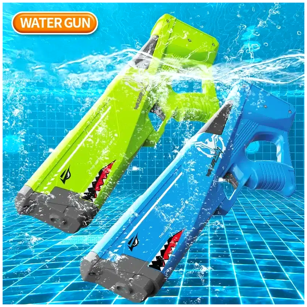 Водяной бластер Акула Watergun автоматический пистолет для детей с набором воды на пляже и в бассейне - зображення 4