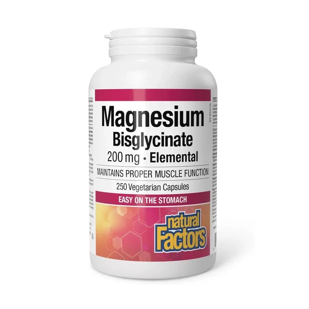 Магний бисглицинат Magnesium Bisglycinate Pure 200 мг Natural Factors, 250 капсул - изображение 4