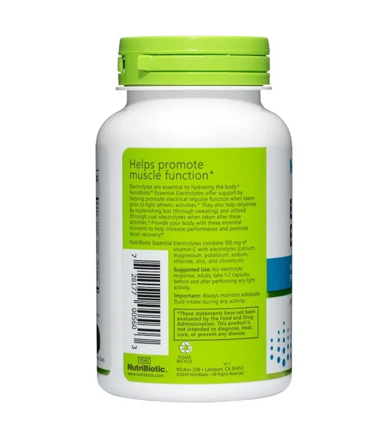 Незамінні електроліти Essential Electrolytes NutriBiotic 30 вегетаріанських капсул - Фото 2 Незамінні електроліти Essential Electrolytes NutriBiotic 30 вегетаріанських капсул - зображення 2