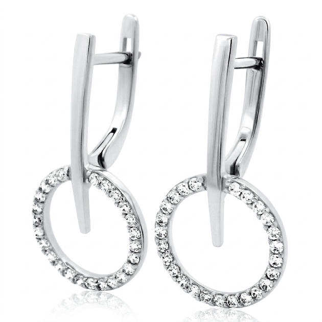 Серьги из белого золота Halo Light (з40077) - изображение 2