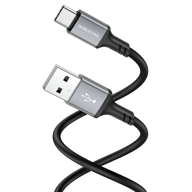 Кабель BOROFONE BX83 Type-C Famous silicone charging data cable Black - Фото 3 Кабель BOROFONE BX83 Type-C Famous silicone charging data cable Black - зображення 3