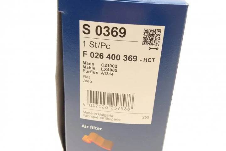 Повітряний фільтр BOSCH F 026 400 369 K68247339AA, 68247339AA, 51977574 - зображення 7