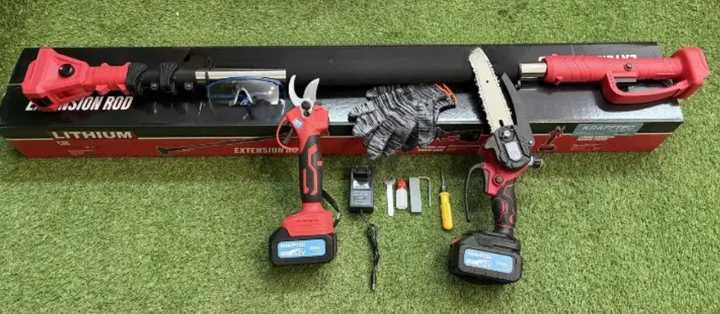 Акумуляторний набір 3в1 Krafftec 52V/6Ah секатор + мініпила 15 см + телескопічна штанга 2 м з 2 АКБ - зображення 5