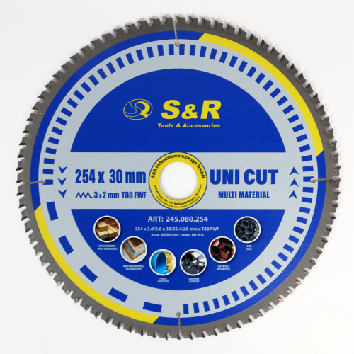 Диск пильный универсальный S&R UniCut Meister FWF 254х30х3 мм (245080254) - Фото 1 Диск пильный универсальный S&R UniCut Meister FWF 254х30х3 мм (245080254) - изображение 1