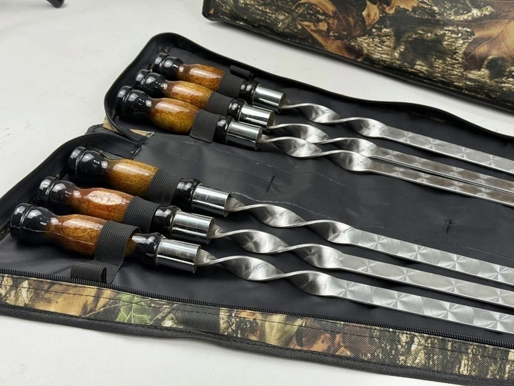 Набір шампурів для люля-кебаб у чохлі Grillmaster коричневий 6 предметів із нержавіючої сталі (125-10-NB-2301) - зображення 3