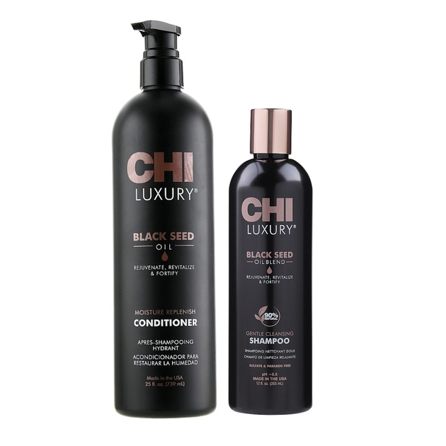 Набір для відновлення волосся CHI Luxury Black Seed Oil Шампунь 355 мл + Кондиціонер 739 мл - Фото 1 Набір для відновлення волосся CHI Luxury Black Seed Oil Шампунь 355 мл + Кондиціонер 739 мл - зображення 1
