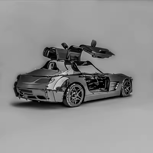 Металлический 3D конструктор Спортивная машина сборная модель гоночный автомобиль головоломка для детей и взрослых серый пазл - изображение 5