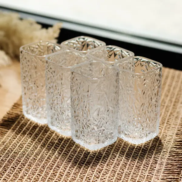 Стаканы Matrix Glass набор 6 шт по 195 мл 60×90 мм с рельефным узором для воды сока лимонада коктейлей Yiwu - Фото 5 Стаканы Matrix Glass набор 6 шт по 195 мл 60×90 мм с рельефным узором для воды сока лимонада коктейлей Yiwu - изображение 5