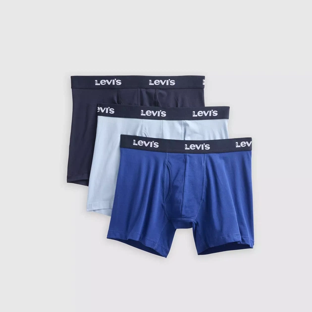 Чоловічі труси-боксери Levi's, M, 3шт , різнокольорові (синій, блакитний, темно-синій), 3-pack trunks - Фото 1 Чоловічі труси-боксери Levi's, M, 3шт , різнокольорові (синій, блакитний, темно-синій), 3-pack trunks - зображення 1